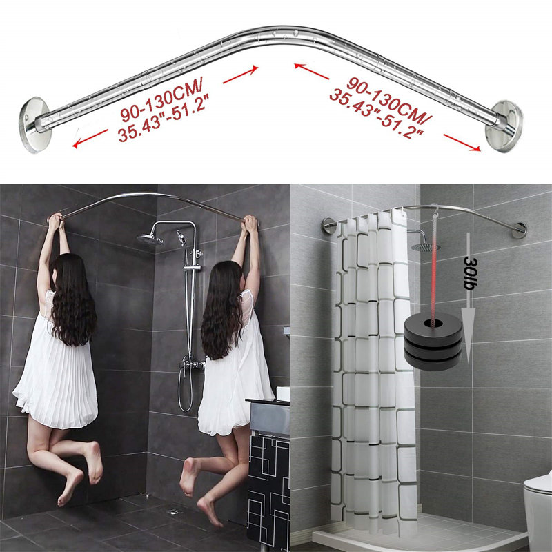 Furniture Dash 51.18'' LShaped Wall Shower Curtain Rod Wayfair